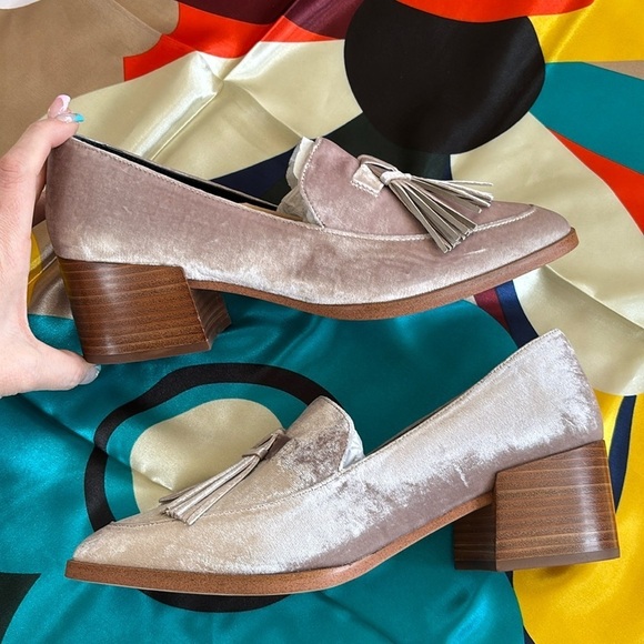 Brand New Rebecca Minkoff Edie Velvet Tassel Loafers Stacked Heel Slip On Shoes - Picture 7 of 16